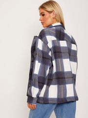 Classic Thick Colour Block Checked Shirt Jacket Shacket