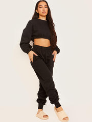 Oversized Fleeced Crop Top & Jogger Co-ord