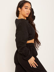 Oversized Fleeced Crop Top & Jogger Co-ord