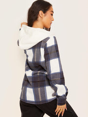 Thick Checked Shacket With Zip & Hood