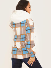 Thick Checked Shacket With Zip & Hood