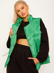 Silver Button Padded Gilet Waistcoat