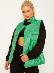 Silver Button Padded Gilet Waistcoat