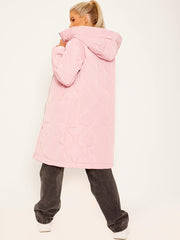 Onion Quilted Long Sleeves Longline Hooded Coat