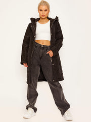 Onion Quilted Long Sleeves Longline Hooded Coat