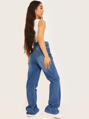 Ripped Knee Flapper Jeans