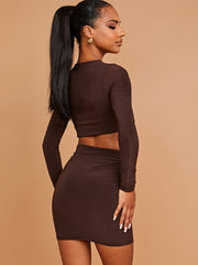 Cut Out Twist Front Crop Top & Skirt Co-ord