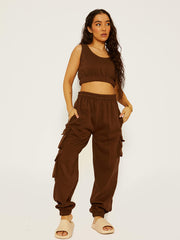 Fleeced Crop Top & Cargo Jogger Co-ord