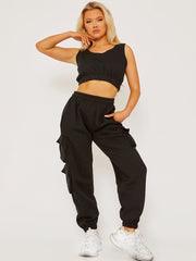 Fleeced Crop Top & Cargo Jogger Co-ord