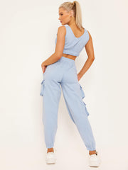 Fleeced Crop Top & Cargo Jogger Co-ord