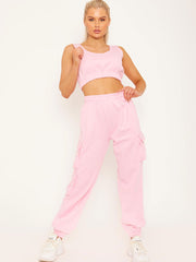 Fleeced Crop Top & Cargo Jogger Co-ord