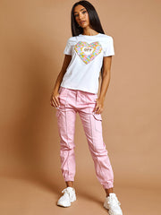 Sequin Heart Applique T-Shirt