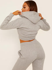 Zip Up Fleeced Cropped Cardigan Hoodie