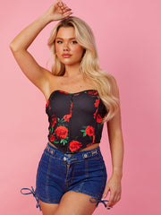 Printed Bandeau Corset Crop Top