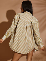 Blusa de camisa a rayas de gran tamaño