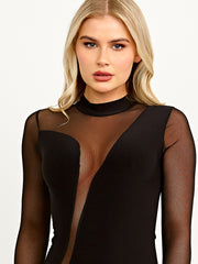 Mesh Insert Slinky Bodysuit