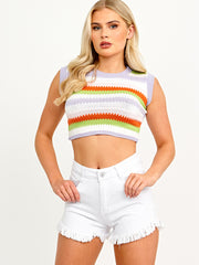 High Waisted Frayed Denim Shorts