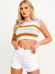 High Waisted Frayed Denim Shorts