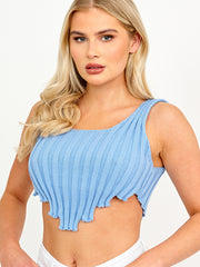 Asymmetric Hem Knitted Vest Crop Top