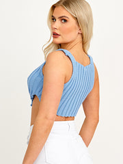 Asymmetric Hem Knitted Vest Crop Top