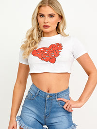 Love Yourself Printed Crop Top - White