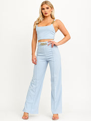 Chain Detail Crop Top & Trouser Co-ord