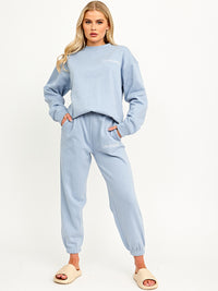Embroidered Los Angeles Fleece Co-ord - Blue