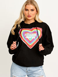 Angel Energy Graphic Print Hoodie - Black