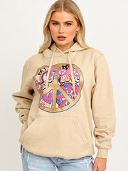 Peace Love Graphic Print Hoodie