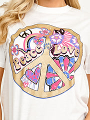 Peace Love Graphic Printed T-Shirt