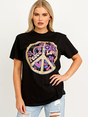 Peace Love Graphic Printed T-Shirt