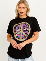 Peace Love Graphic Printed T-Shirt