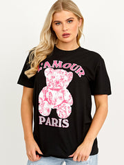 L'Amour Teddy Graphic Printed T-Shirt
