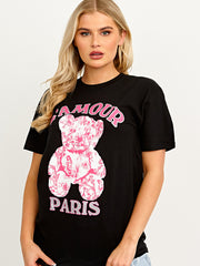 L'Amour Teddy Graphic Printed T-Shirt