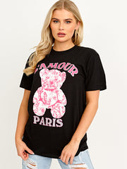L'Amour Teddy Graphic Printed T-Shirt
