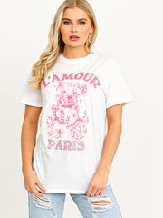 L'Amour Teddy Graphic Printed T-Shirt