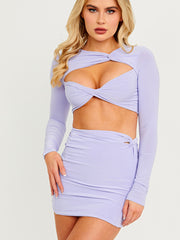 Cut Out Twist Front Crop Top & Skirt Co-ord