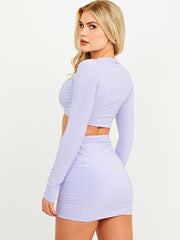Cut Out Twist Front Crop Top & Skirt Co-ord