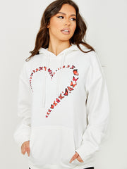 Sudadera con capucha gráfica de mariposa corazón