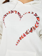 Sudadera con capucha gráfica de mariposa corazón