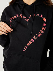 Sudadera con capucha gráfica de mariposa corazón