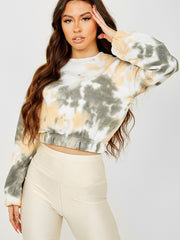 Tiedye-Fleece-Sweatshirt beschnitten