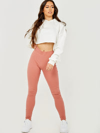 Seam Detail Ribbed Leggings - Pink