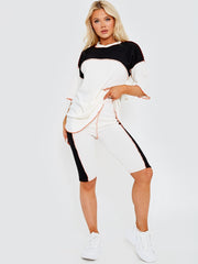 Colour Block Stitch Detail Top & Shorts Co-ord