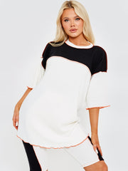 Colour Block Stitch Detail Top & Shorts Co-ord