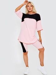 Colour Block Stitch Detail Top & Shorts Co-ord