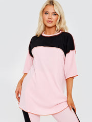 Colour Block Stitch Detail Top & Shorts Co-ord