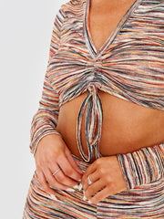 Multi-farbige Röte-Crop-Top & Hosen-Co-ordte