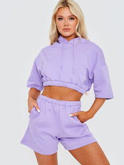 Cropped Hoodie & Shorts Fleece Co-ord