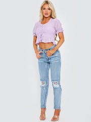 Anglaise Ruched Front Crop Top